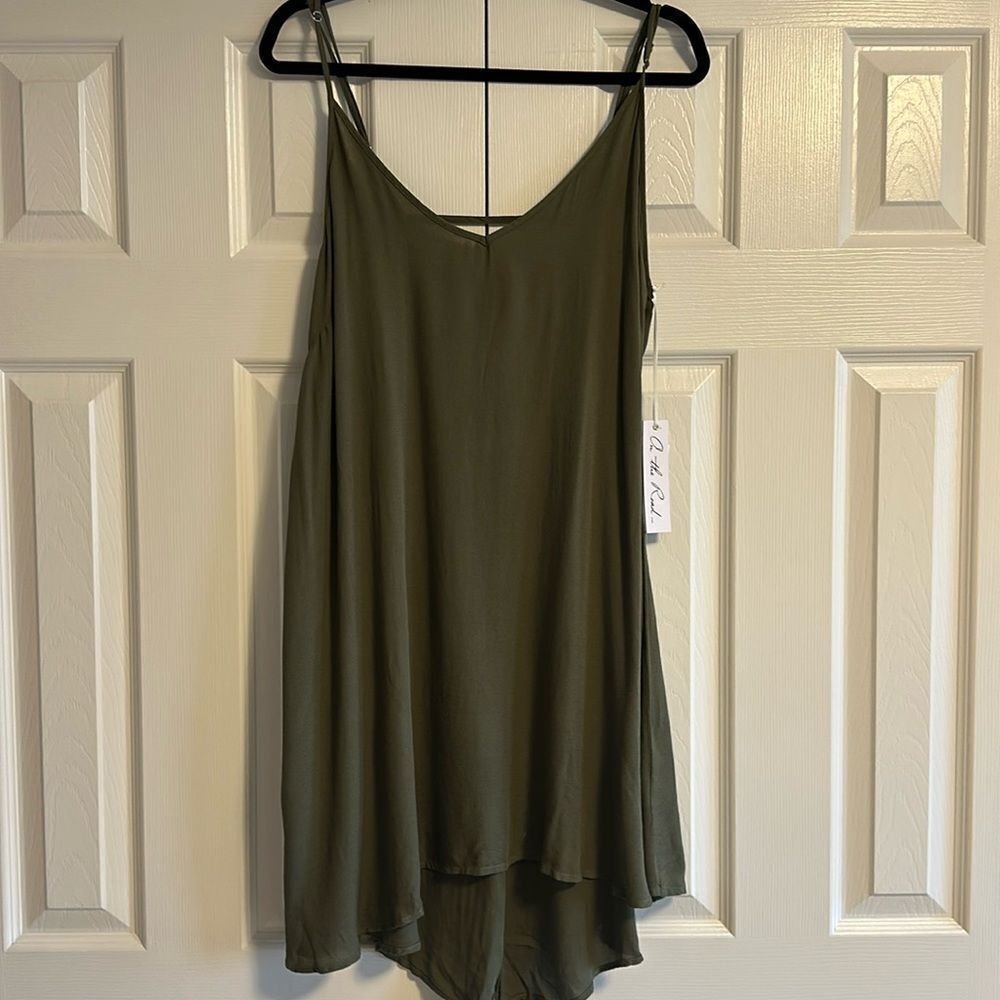 On the Road Women’s Olive Green Adjustablee Spaghetti Strap Dress or Cover-up